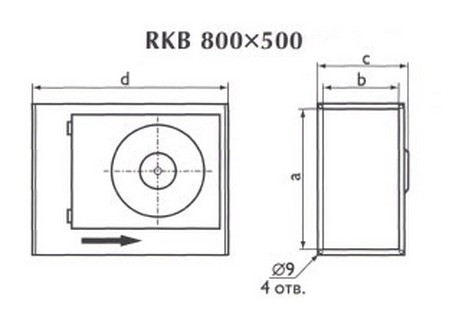 Габаритные размеры Ostberg RKB 800X500 КЗ